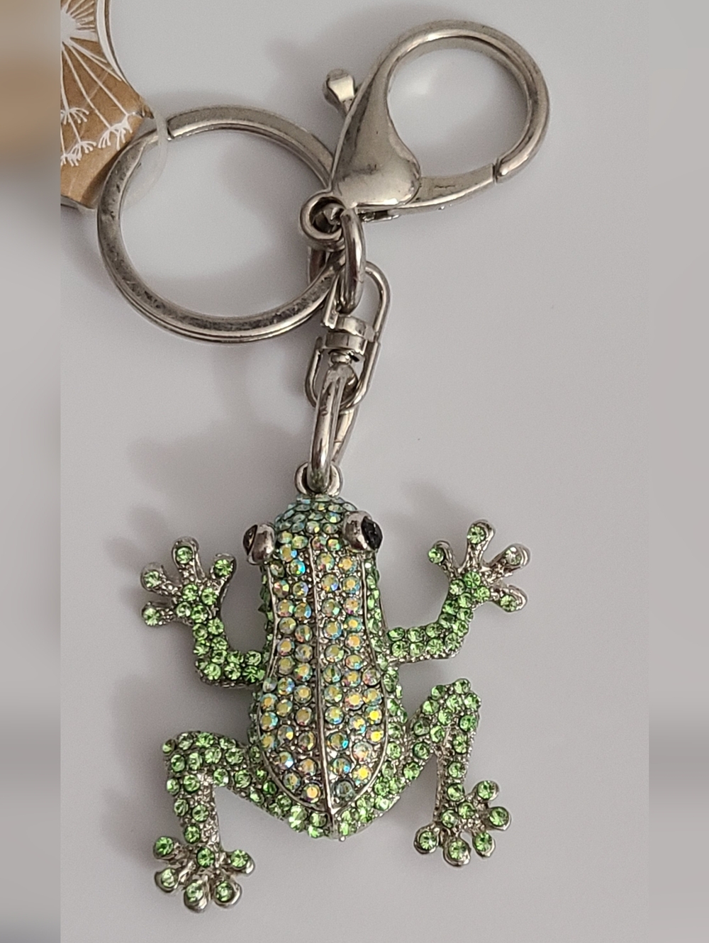 Frog Keychain Fob Purse Bag Charm Nwt Rhinestones AB Crystals Animal